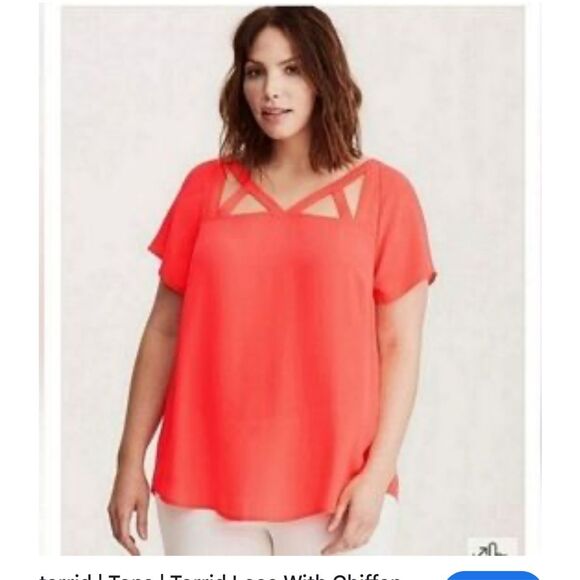 torrid Tops - Torrid georgette peplum top/shirt/blouse  Size 3(plus size xxxl 3x) neon orange